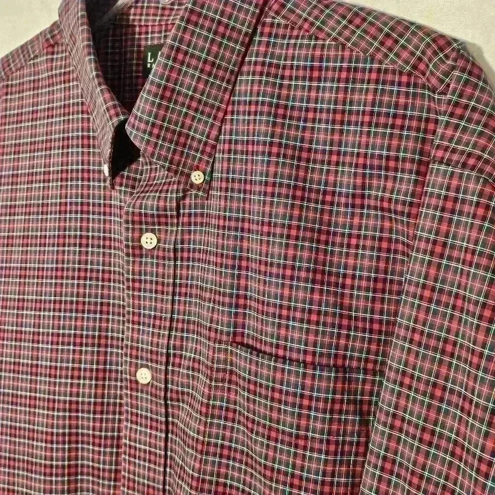 Ralph Lauren Mens Red Black Plaid Button-down Cotton Shirt